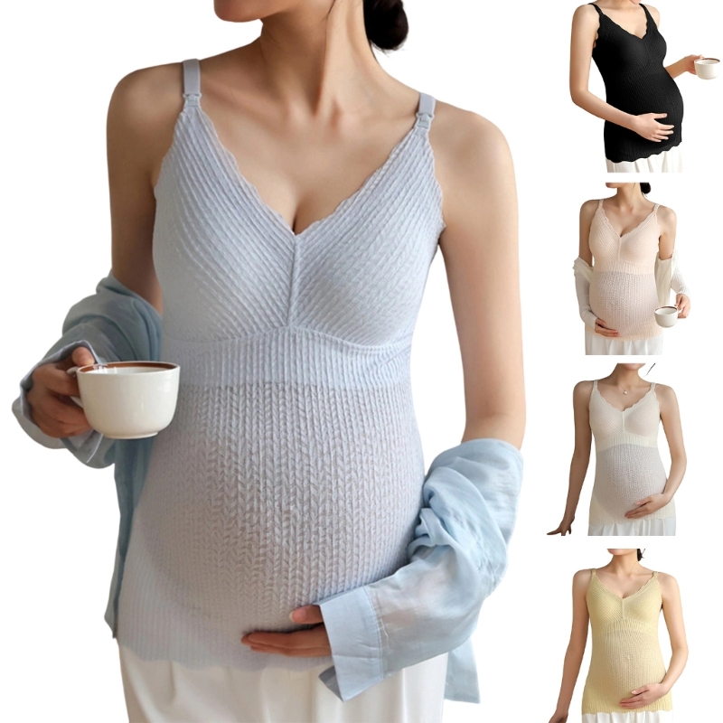Tank Top Ribbed - قميص داخلي للتمريض Y4UD بتصميم مضلع،