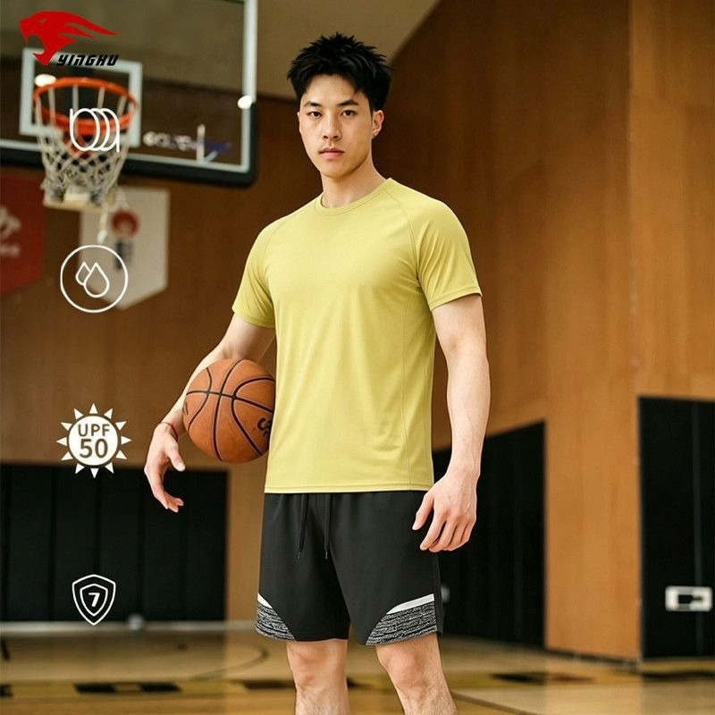 Compression Shorts Athletes - بدلة لياقة بدنية رياضية برقبة دائرية،