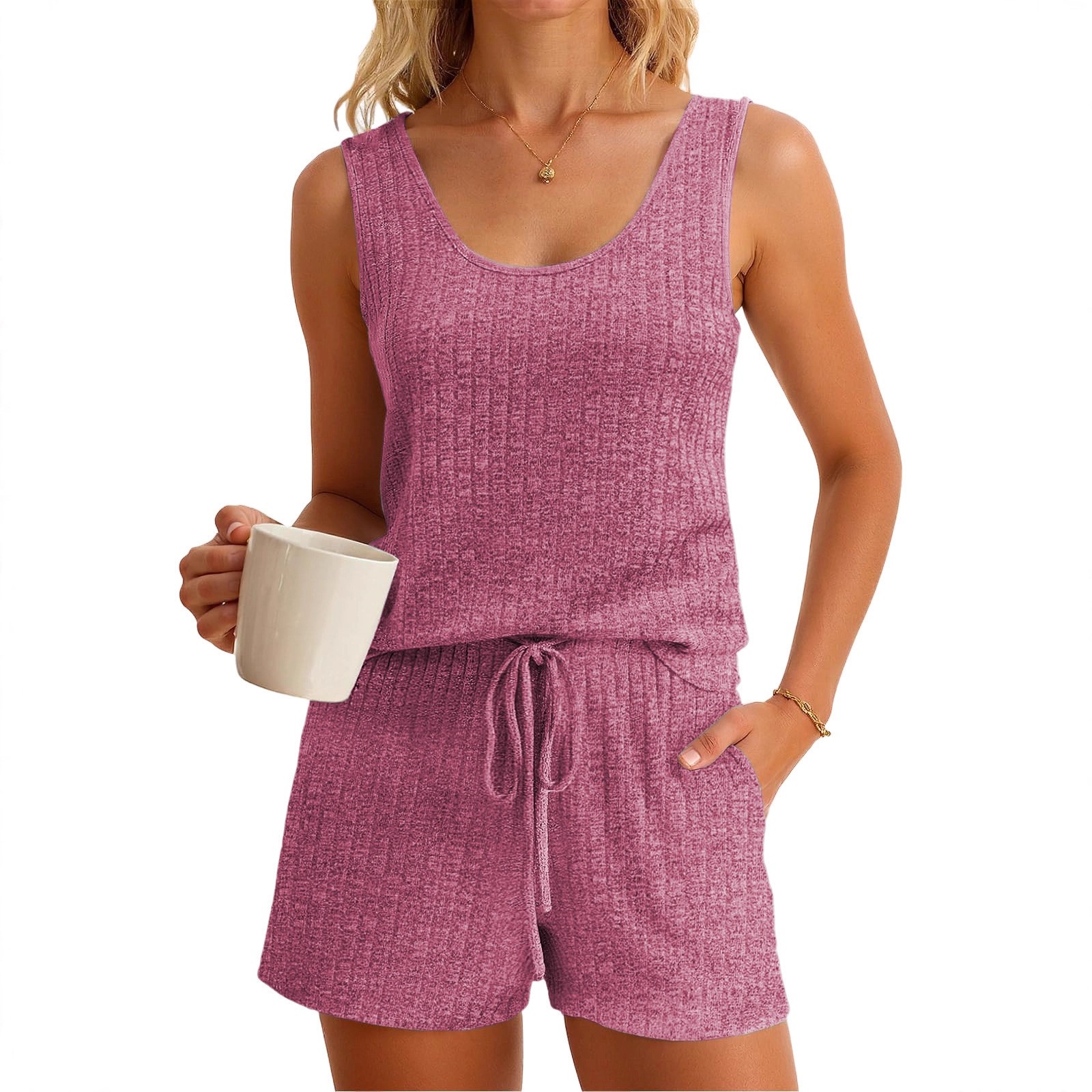 طقم نسائي للربيع والصيف يتكون  - مراجعة Tank Top Ribbed وسعره
