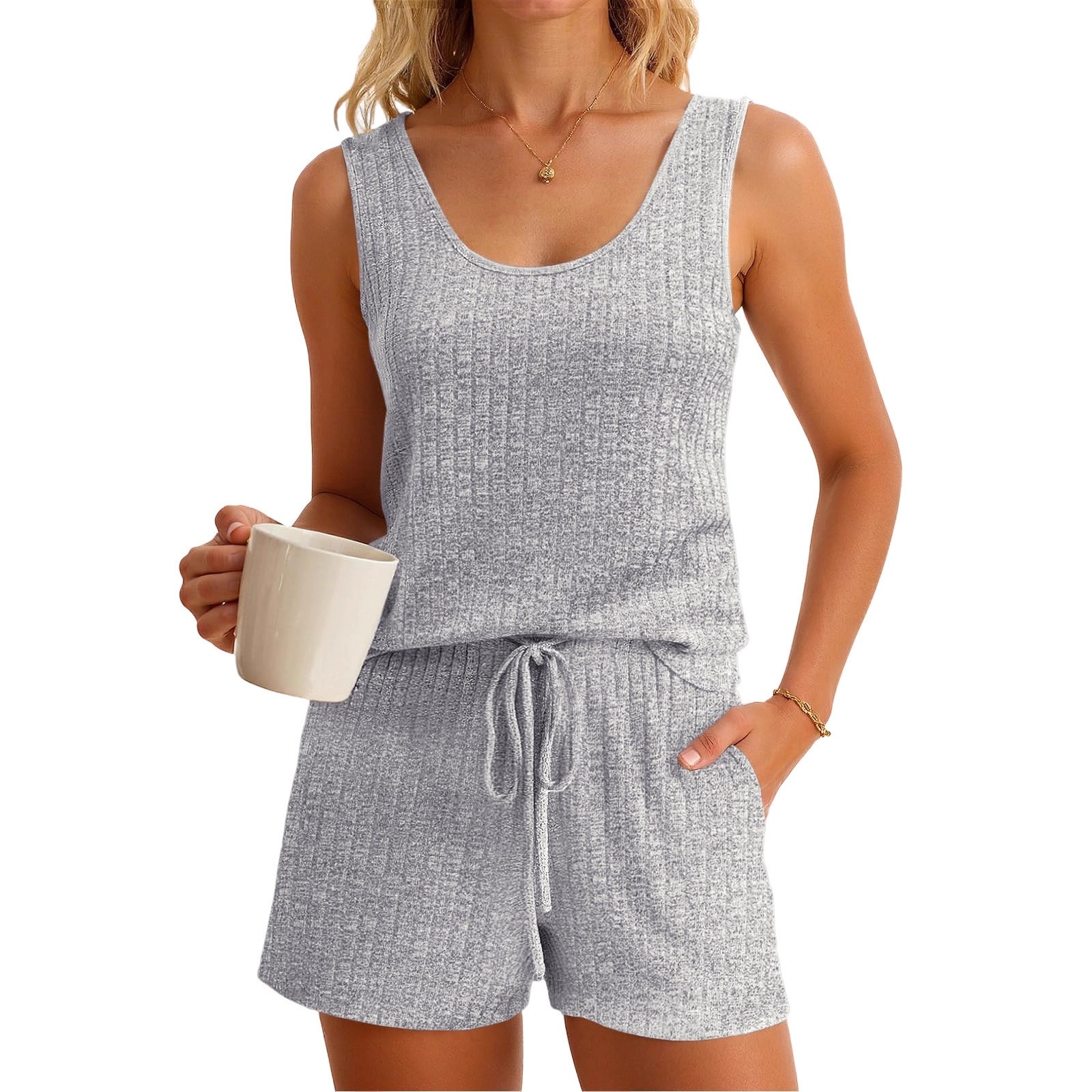 طقم نسائي للربيع والصيف يتكون  - مراجعة Tank Top Ribbed وسعره